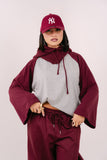 MAGLIA BICOLOR GRIGIO E BORDEAUX  TAGLIA UNICA