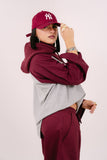 MAGLIA BICOLOR GRIGIO E BORDEAUX  TAGLIA UNICA