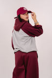 MAGLIA BICOLOR GRIGIO E BORDEAUX  TAGLIA UNICA