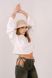 MAGLIA CHER CROPPED BIANCA OVER TAGLIA UNICA
