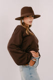 MAGLIA CHER CROPPED MARRONE OVER TAGLIA UNICA