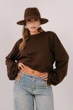 MAGLIA CHER CROPPED MARRONE OVER TAGLIA UNICA