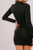 TUBINO YOKO NERO CORTO A MANICHE LUNGHE CON BUSTINO CORSET SEPARATO