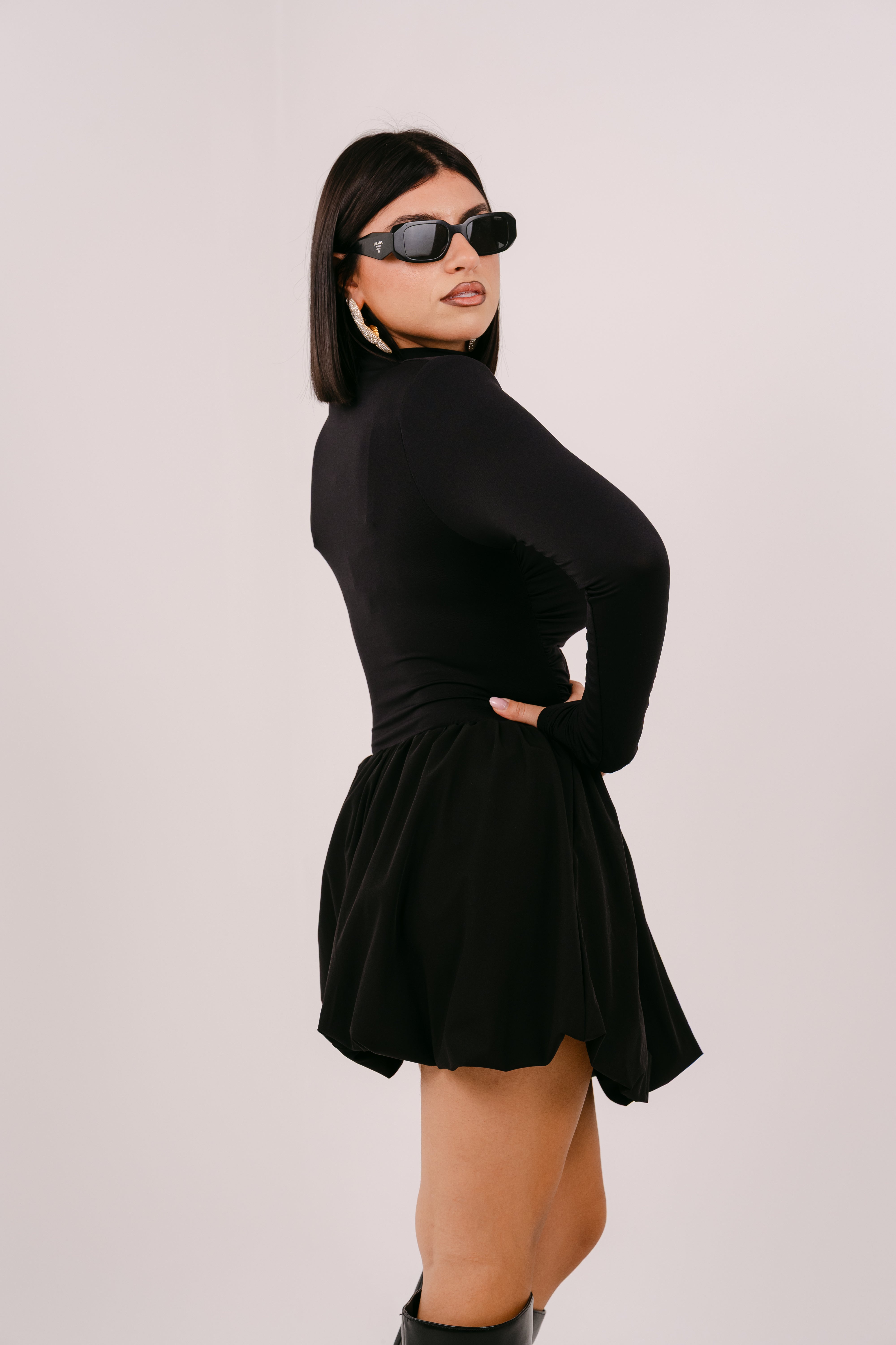 VESTITO OLIVIA CORTO NERO CON GONNA A PALLONCINO