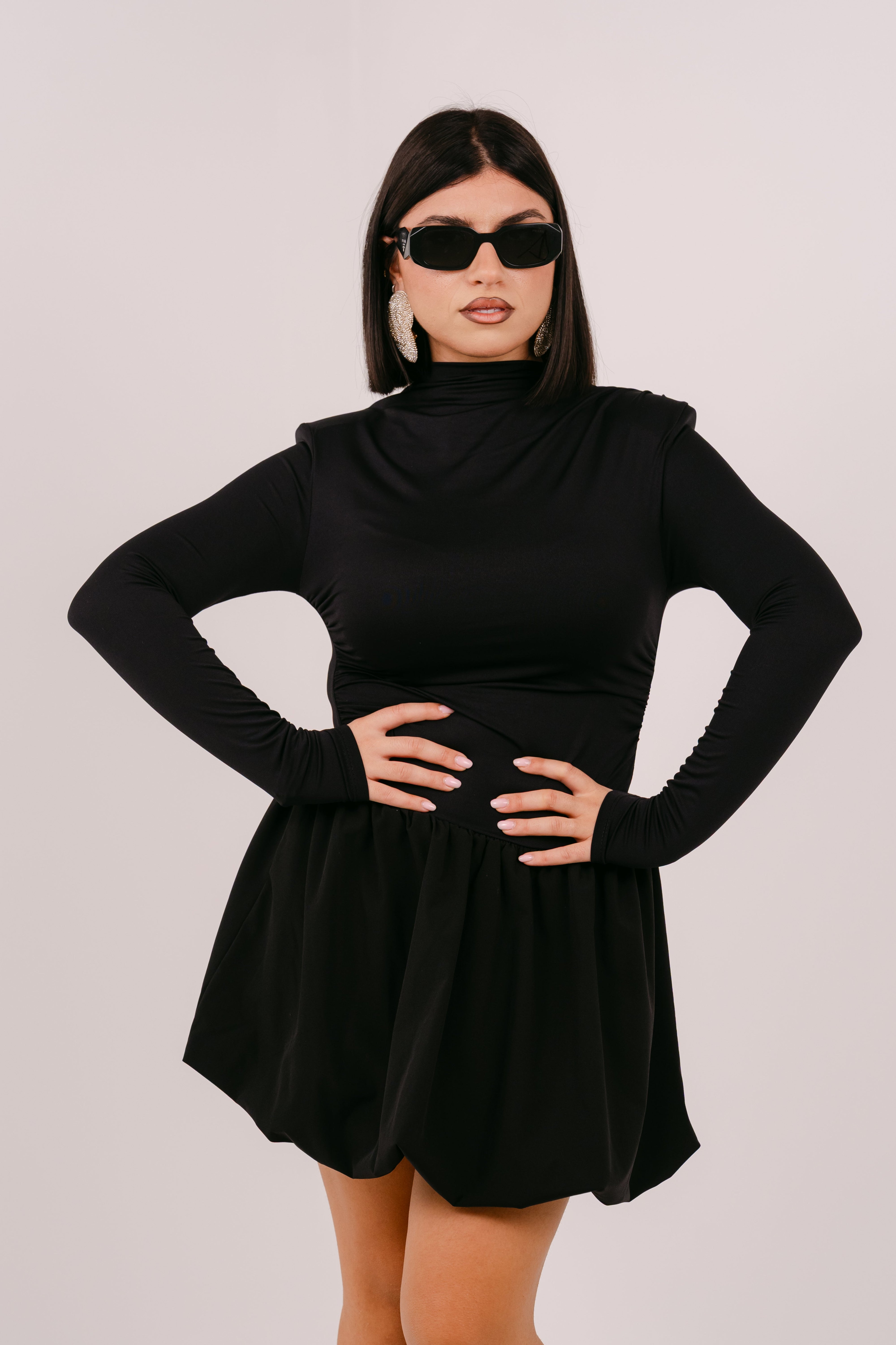 VESTITO OLIVIA CORTO NERO CON GONNA A PALLONCINO