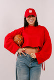 FELPA CROP ELSA ROSSA JUSTWEST OVERSIZE CON STRAPPI TAGLIA UNICA