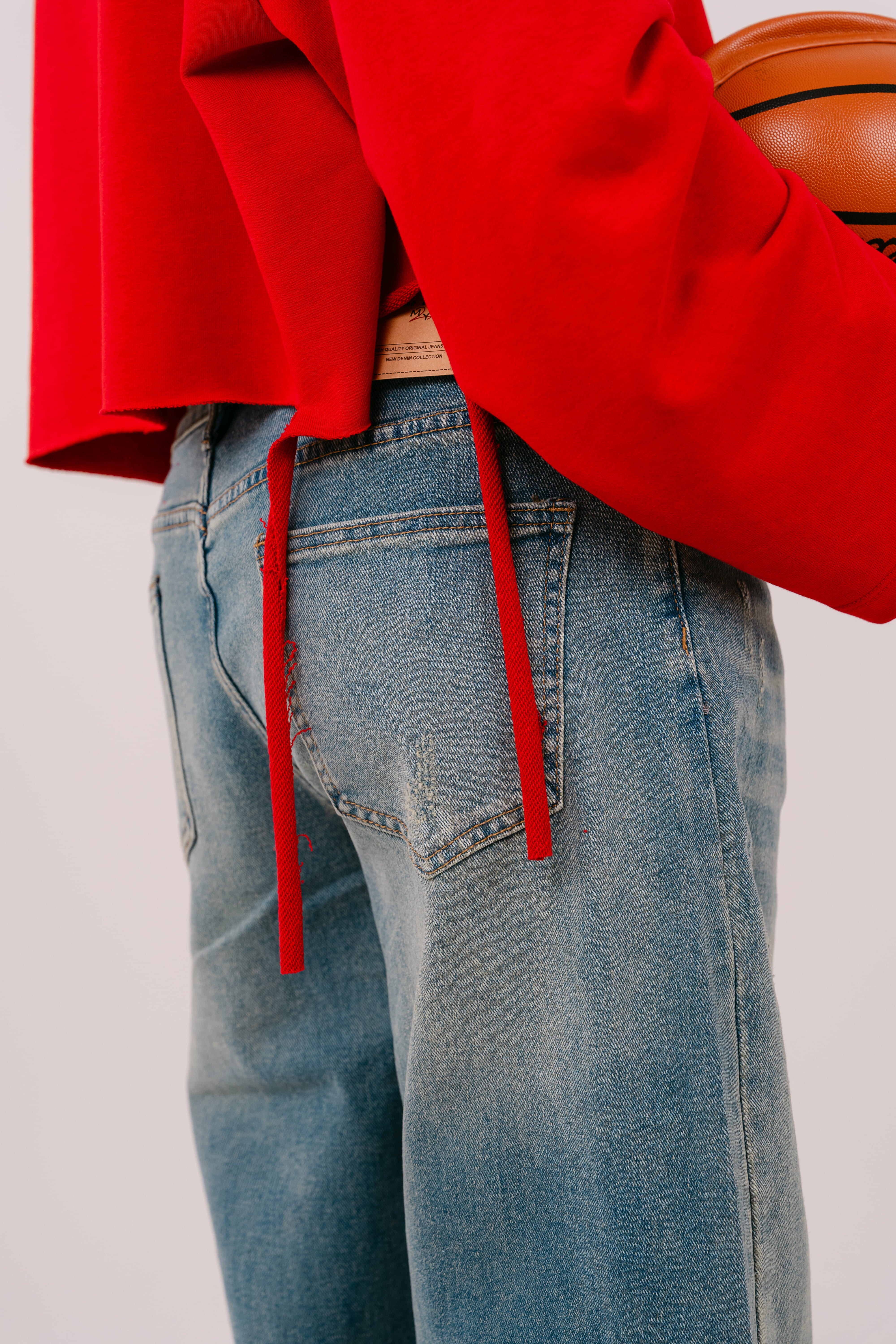 FELPA CROP ELSA ROSSA JUSTWEST OVERSIZE CON STRAPPI TAGLIA UNICA