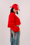 FELPA CROP ELSA ROSSA JUSTWEST OVERSIZE CON STRAPPI TAGLIA UNICA