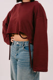 FELPA CROP ELSA BORDEAUX JUSTWEST OVERSIZE CON STRAPPI TAGLIA UNICA