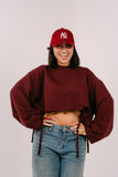 FELPA CROP ELSA BORDEAUX JUSTWEST OVERSIZE CON STRAPPI TAGLIA UNICA