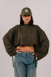FELPA CROP ELSA VERDE JUSTWEST OVERSIZE CON STRAPPI TAGLIA UNICA