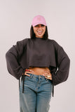 FELPA CROP ELSA GRIGIO JUSTWEST OVERSIZE CON STRAPPI TAGLIA UNICA