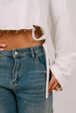 FELPA CROP ELSA BIANCA JUSTWEST OVERSIZE CON STRAPPI TAGLIA UNICA