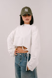 FELPA CROP ELSA BIANCA JUSTWEST OVERSIZE CON STRAPPI TAGLIA UNICA