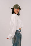 FELPA CROP ELSA BIANCA JUSTWEST OVERSIZE CON STRAPPI TAGLIA UNICA