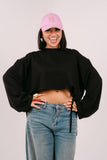 FELPA CROP ELSA NERA JUSTWEST OVERSIZE CON STRAPPI TAGLIA UNCA
